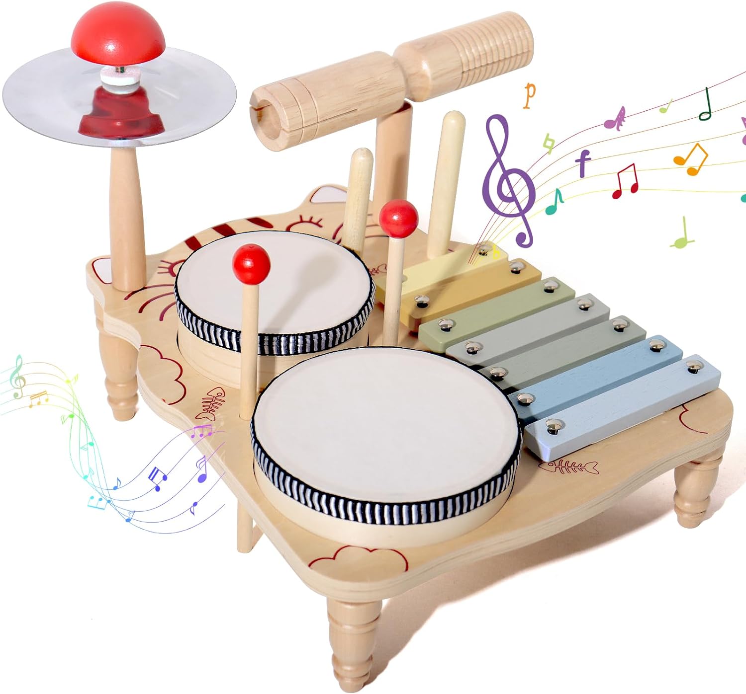 Wooden Xylophone Drum Set For  - Musical Instrument Harmonium 评论和价格