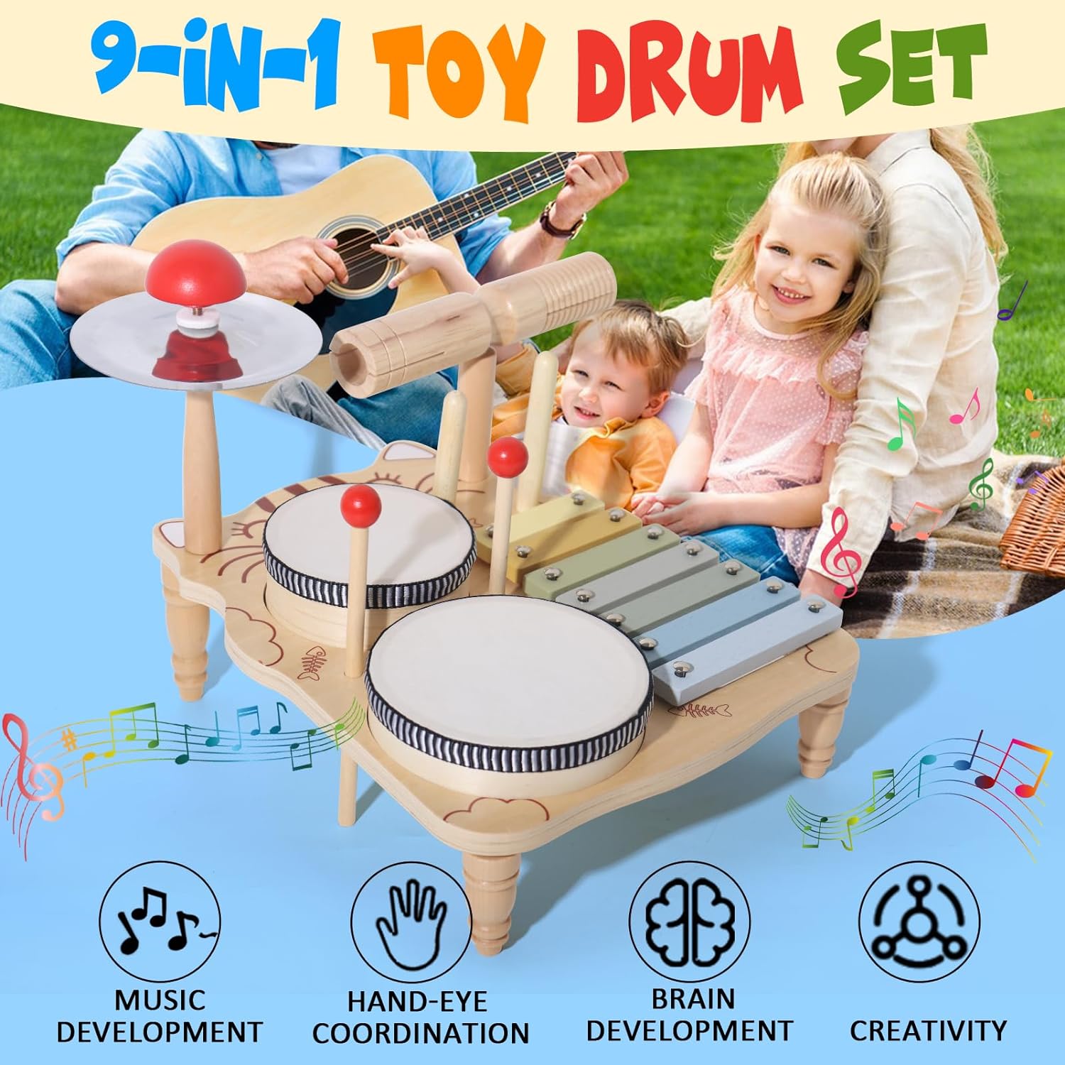 Wooden Xylophone Drum Set For  - Musical Instrument Harmonium 评论和价格