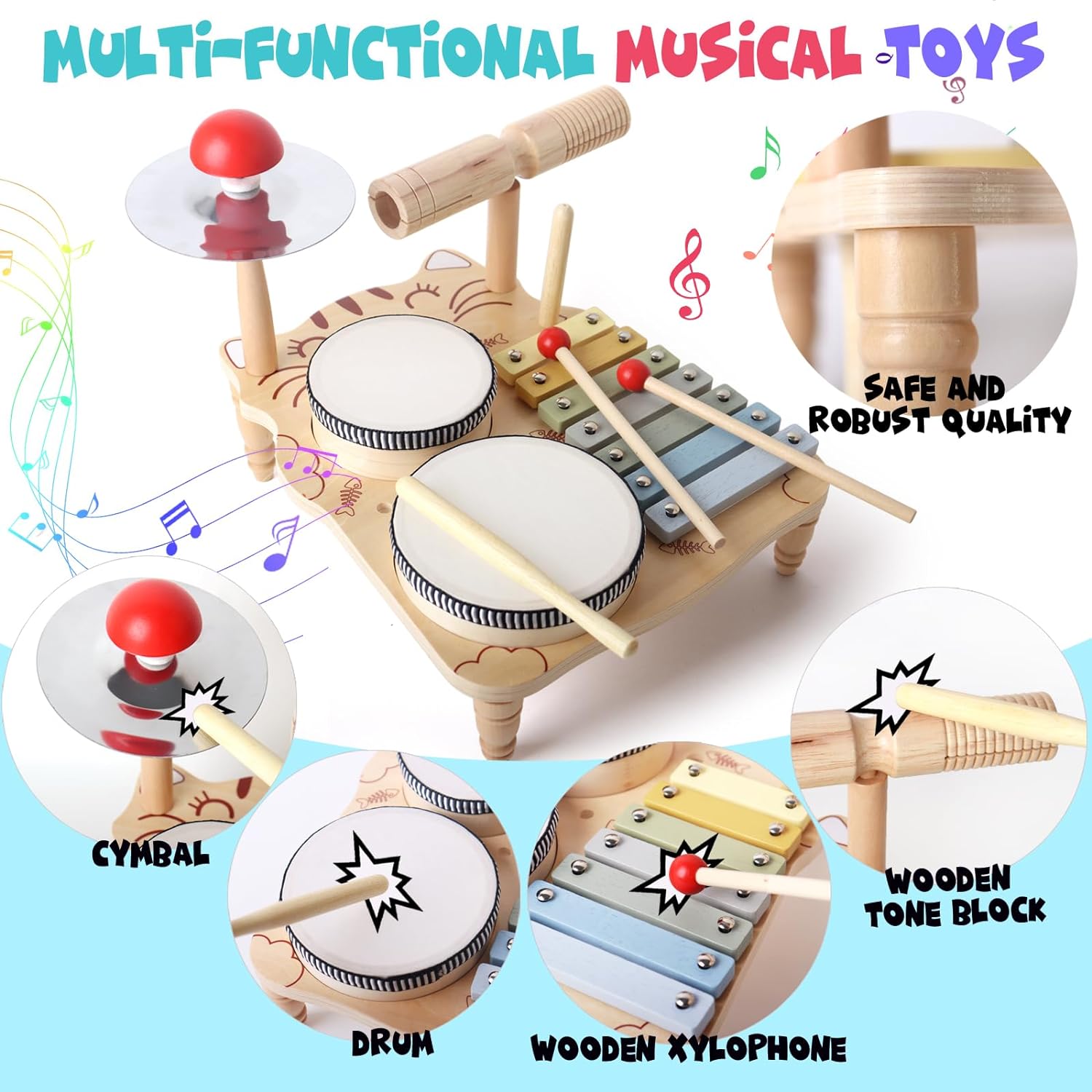 Wooden Xylophone Drum Set For  - Musical Instrument Harmonium 评论和价格