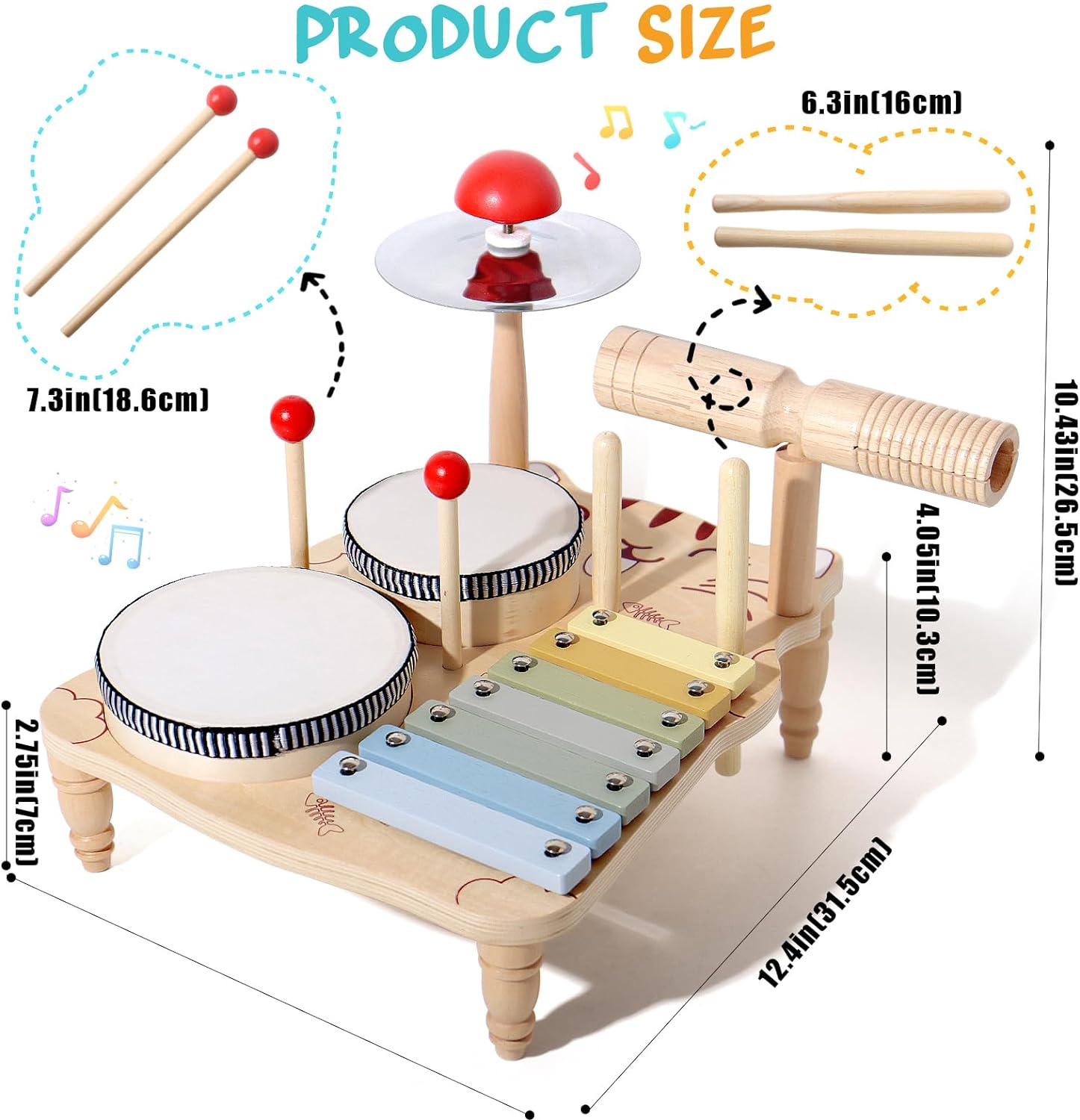 Wooden Xylophone Drum Set For  - Musical Instrument Harmonium 评论和价格