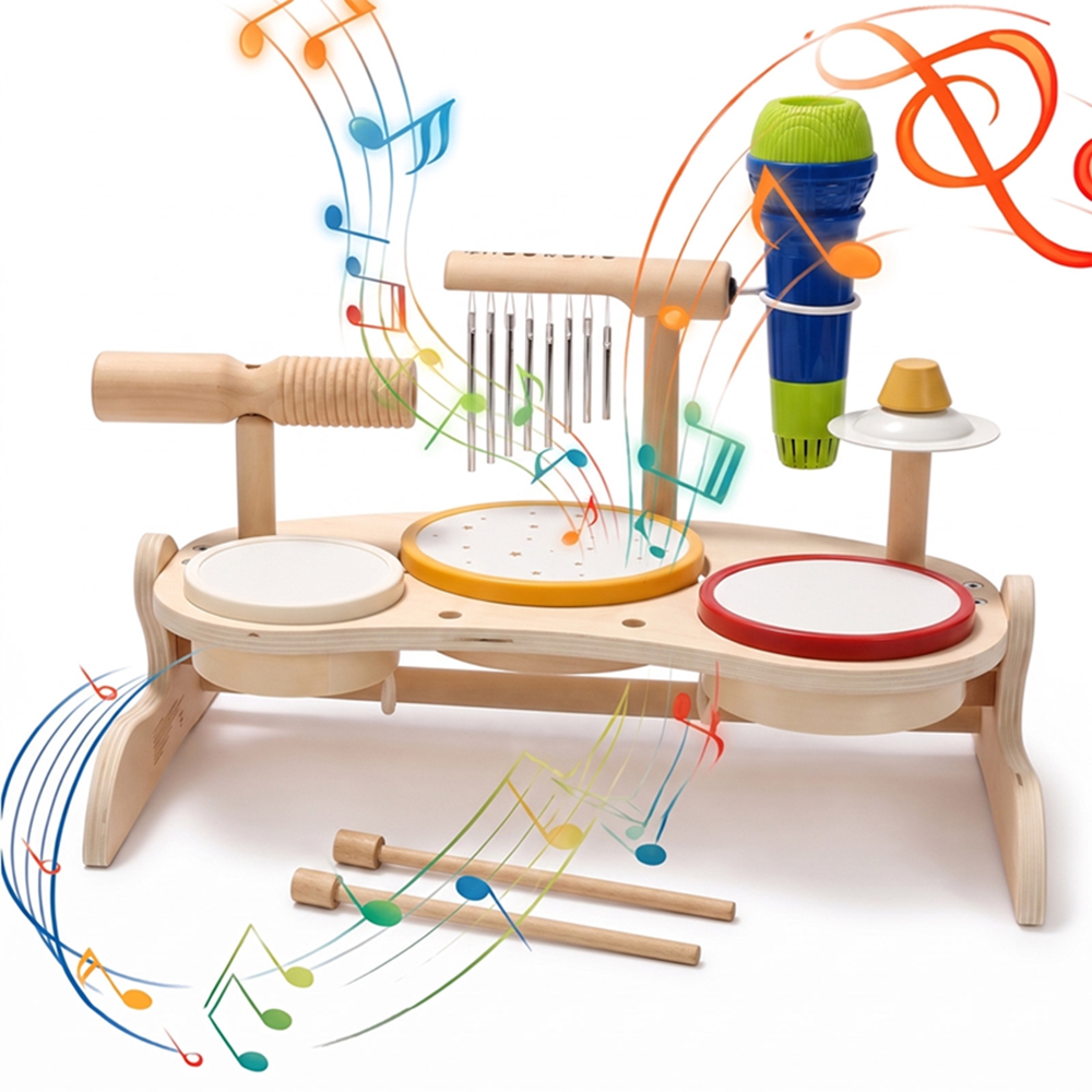 Kids Wooden Drum Set Musical T - Musical Instrument Harmonium 评论和价格