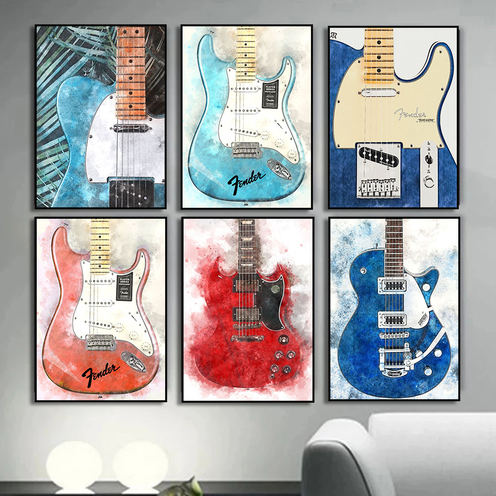 Vintage Rock Music Guitar Canv - Picture Of Musical Instrument 评论和价格