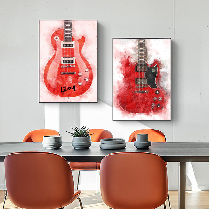 Vintage Rock Music Guitar Canv - Picture Of Musical Instrument 评论和价格