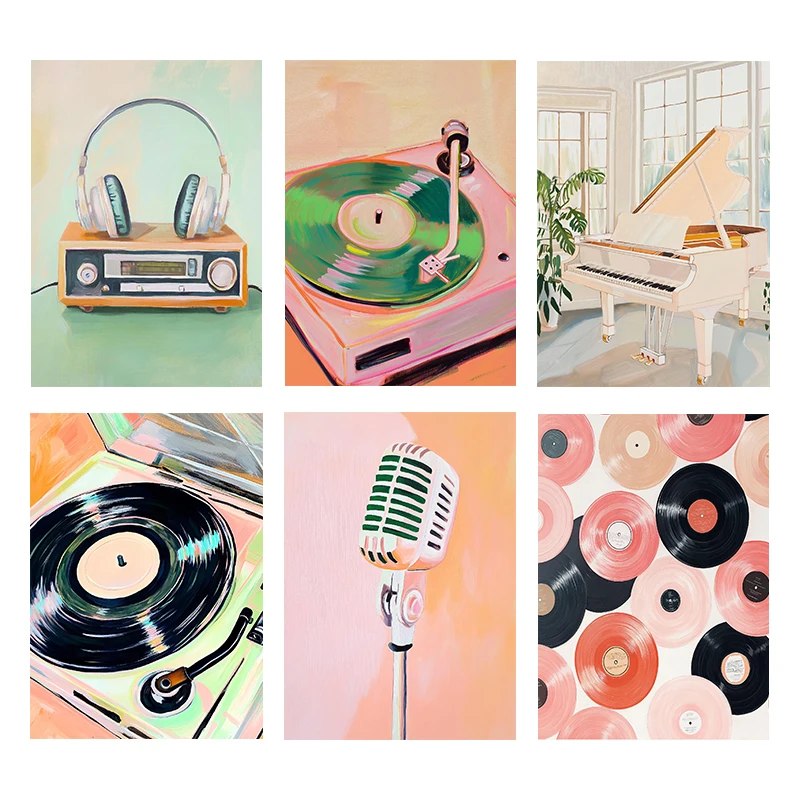 (No frame)Retro Musical Art Po - Picture Of Musical Instrument 评论和价格